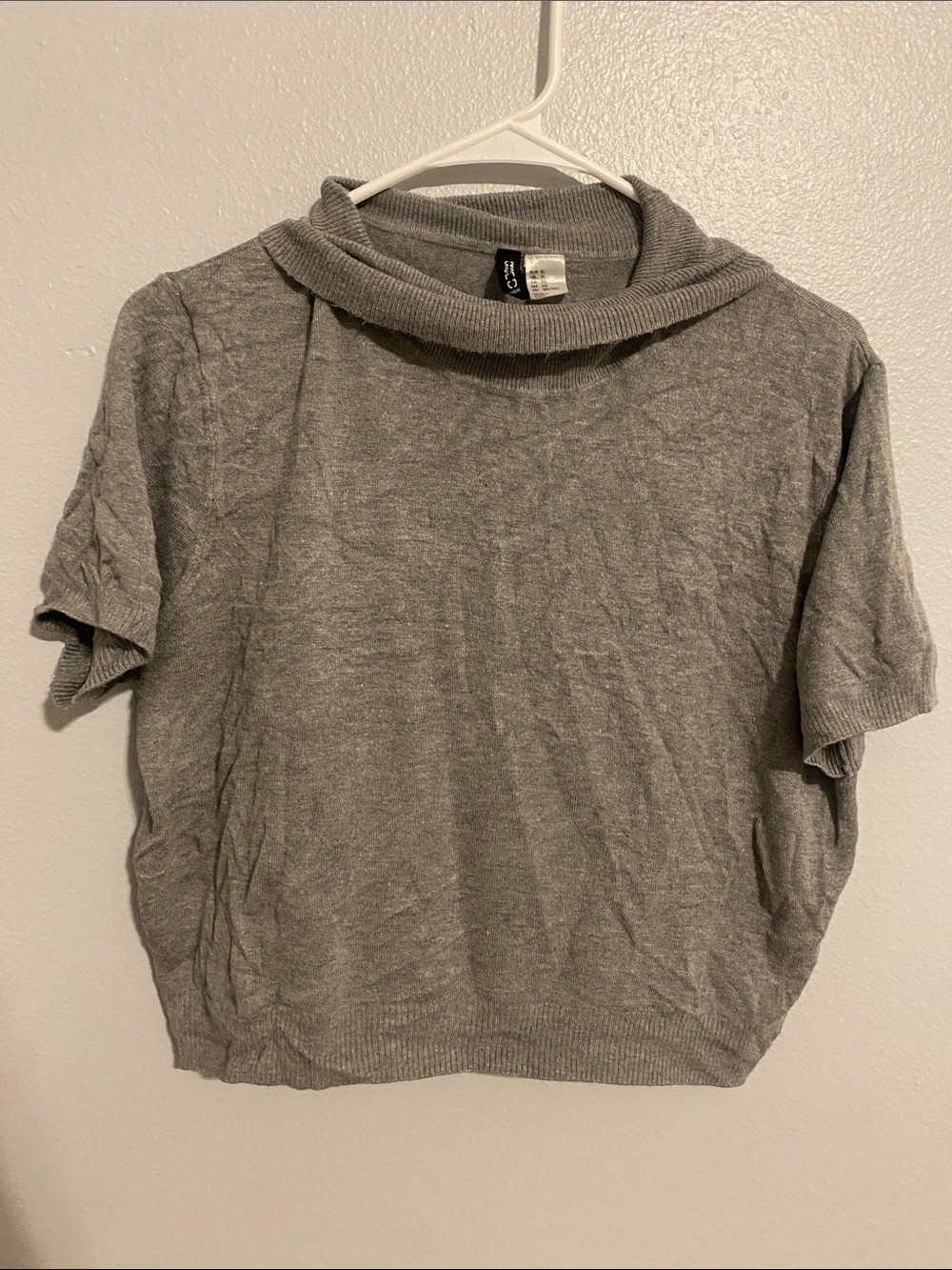 H&M Light Gray Ribbed Short-Sleeve Top